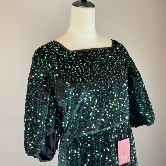 NWT Ivy City Co Green Sequin Vivian Dress Size XL - Picture 3 of 16